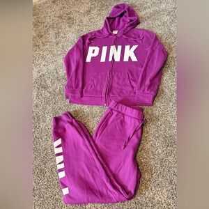 PINK Victoria's Secret Zip hoodie and jogger Set - Vibrant Purple